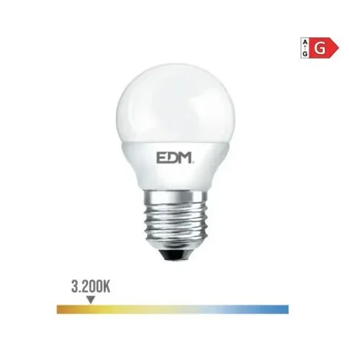 BOMBILLA ESFERICA LED E27 5 w 400 lm 6400 k LUZ CALIENTE Ø4,5 x 8 cm