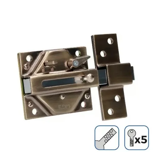 CERROJO CON PERNO DE ACERO INCLUYE 5 LLAVES DE SEGURIDAD