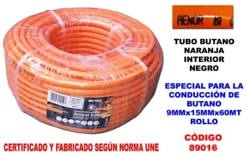 TUBO BUTANO NARANJA 9 MM x 15 MM x 60 METROS ROLLO