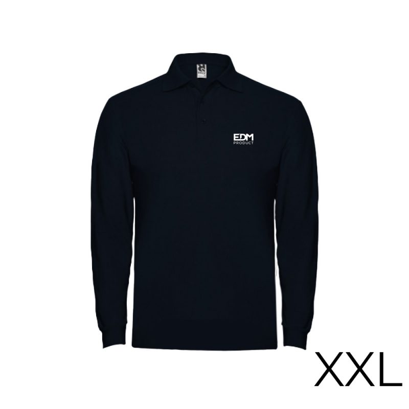POLO NEGRO MANGA LARGA TALLA-XXL 65% POLIÉSTER 35% ALGODON