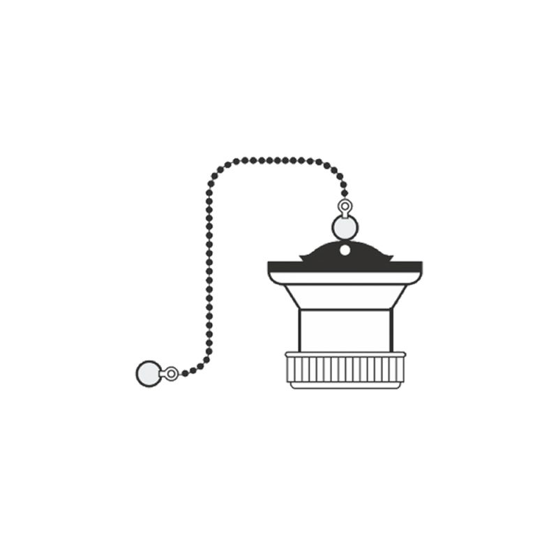 VALVULA DE LAVABO Ø70mm CON CADENA Y TAPON 1" - 1/2"