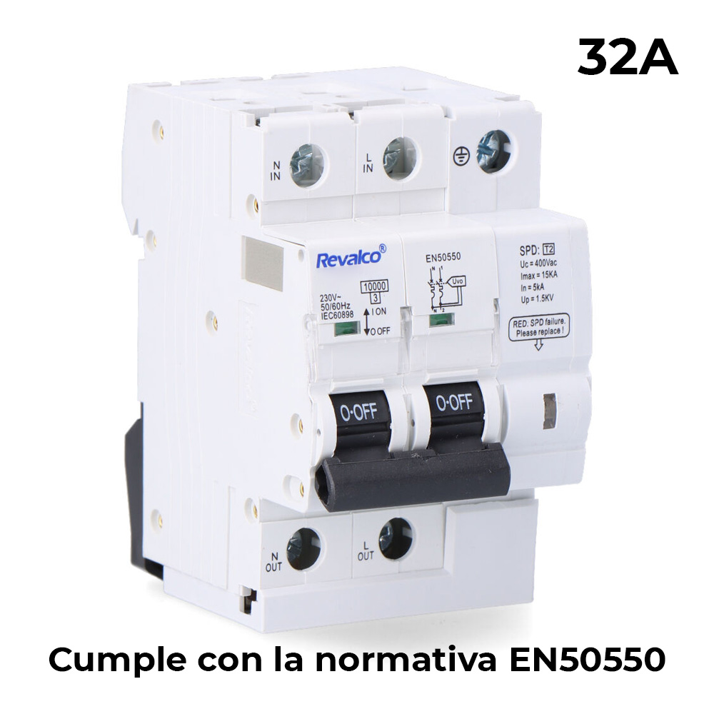 IGA 2P 32A C 10KA - PROTECTOR DE SOBRETENSION PERMANENTE SEGUN NORMATIVA EN-50550 Y TRANSITORIO 5-15KA 275V