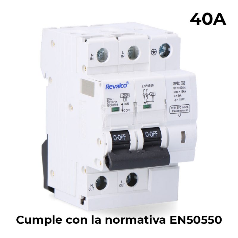 IGA 2P 40A C 10KA - PROTECTOR DE SOBRETENSION PERMANENTE SEGUN NORMATIVA EN-50550 Y TRANSITORIO 5-15KA 275V