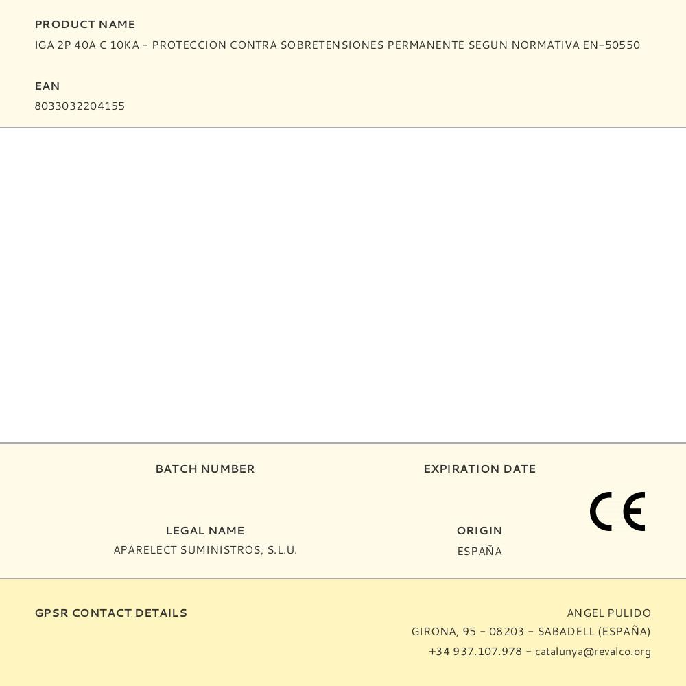 IGA 2P 40A C 10KA - PROTECCION CONTRA SOBRETENSIONES PERMANENTE SEGUN NORMATIVA EN-50550 - Imagen 2