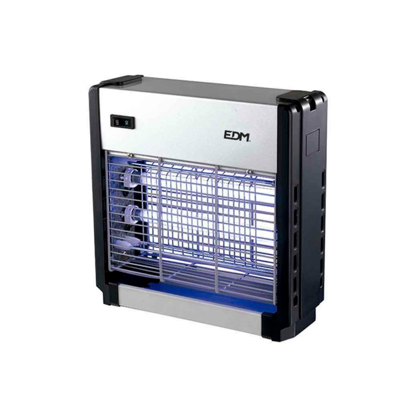 MATA INSECTOS PROFESIONAL ELÉCTRICO 2x6W 30m²  26x25,5x9cm COLOR CROMO/NEGRO EDM