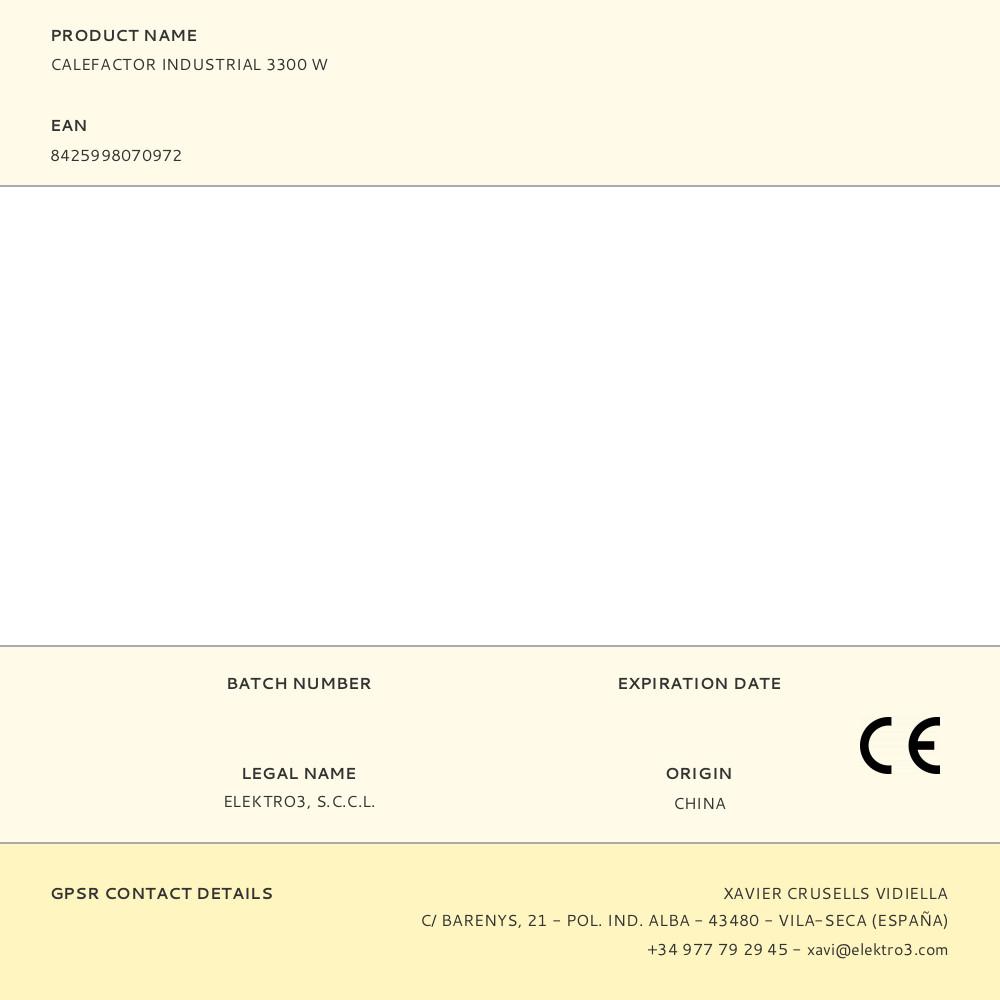 CALEFACTOR INDUSTRIAL 3300 W - Imagen 2