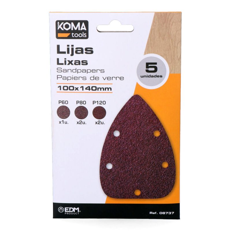 LIJAS PARA LIJADORA TIPO MOUSE 08707, SET 5 uds