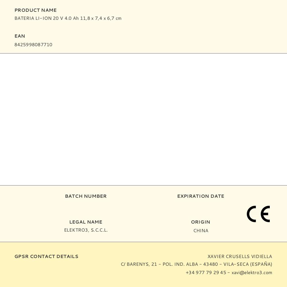 BATERIA LI-ION 20 V 4.0 Ah 11,8 x 7,4 x 6,7 cm - Imagen 3