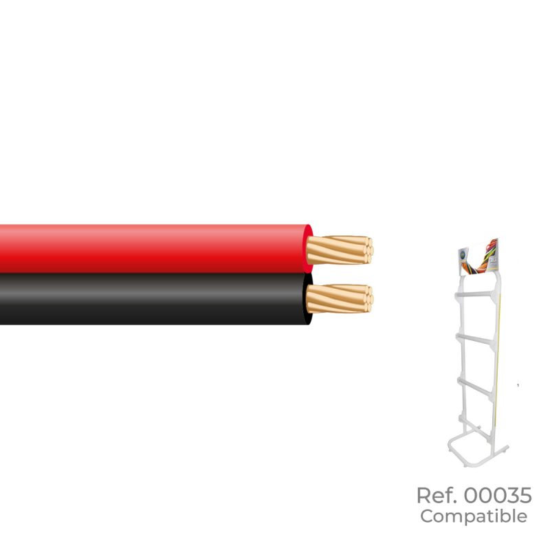 PARALELO 2x0,75mm ROJO Y NEGRO "AUDIO" EURO/m (BOBINA PEQUEÑA Ø180x60mm)