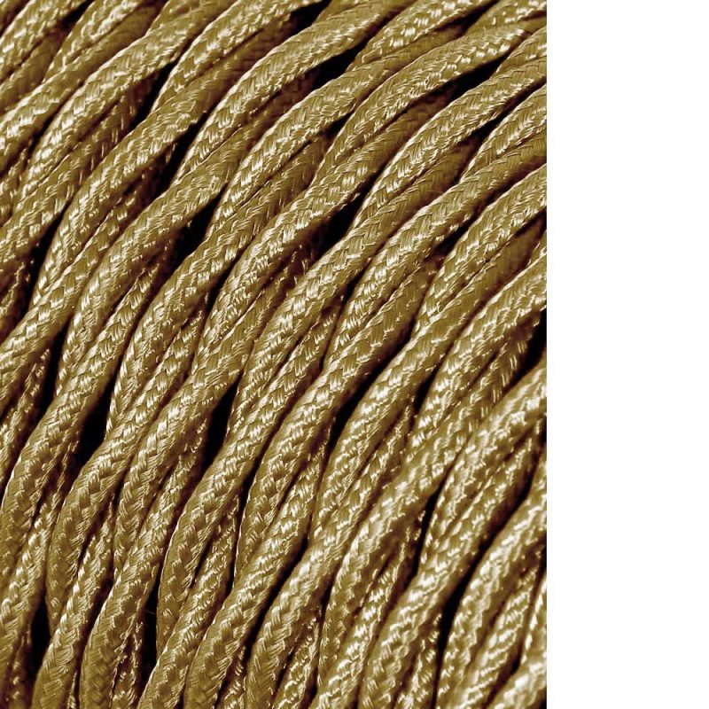 CARRETE CABLE TEXTIL TRENZADO H03VV-F 2 x 0,75 mm² ORO, 5 m
