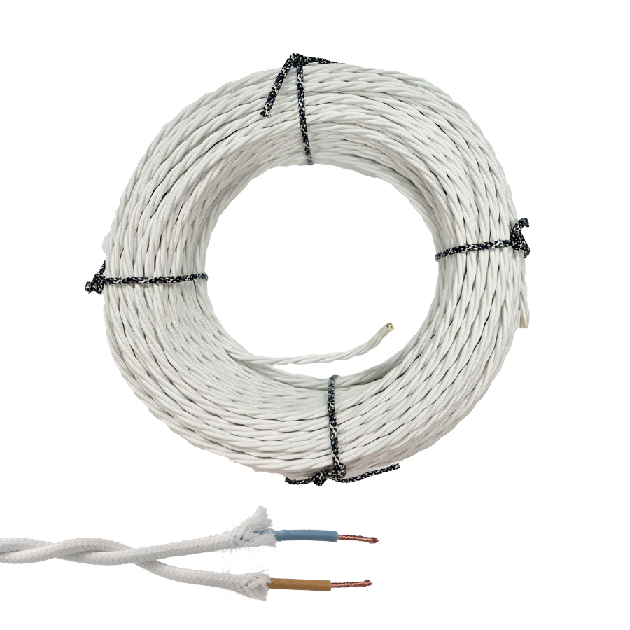 CABLE PARALELO TEXTIL TRENZADO H05V-K 2 x 1,00 mm² BLANCO EURO/m