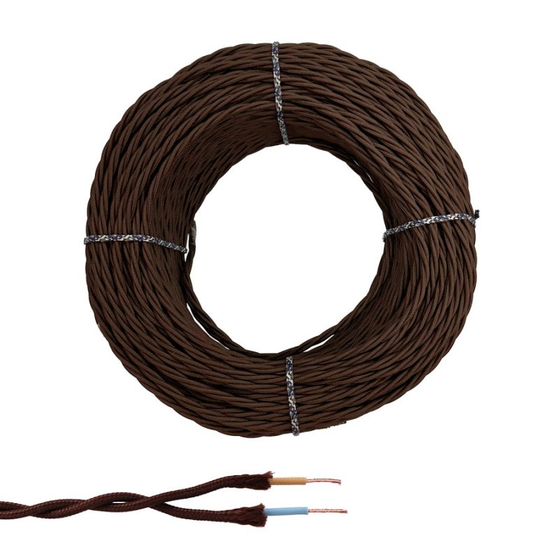 CABLE PARALELO TEXTIL TRENZADO H05V-K 2 x 1,00 mm² MARRÓN EURO/m