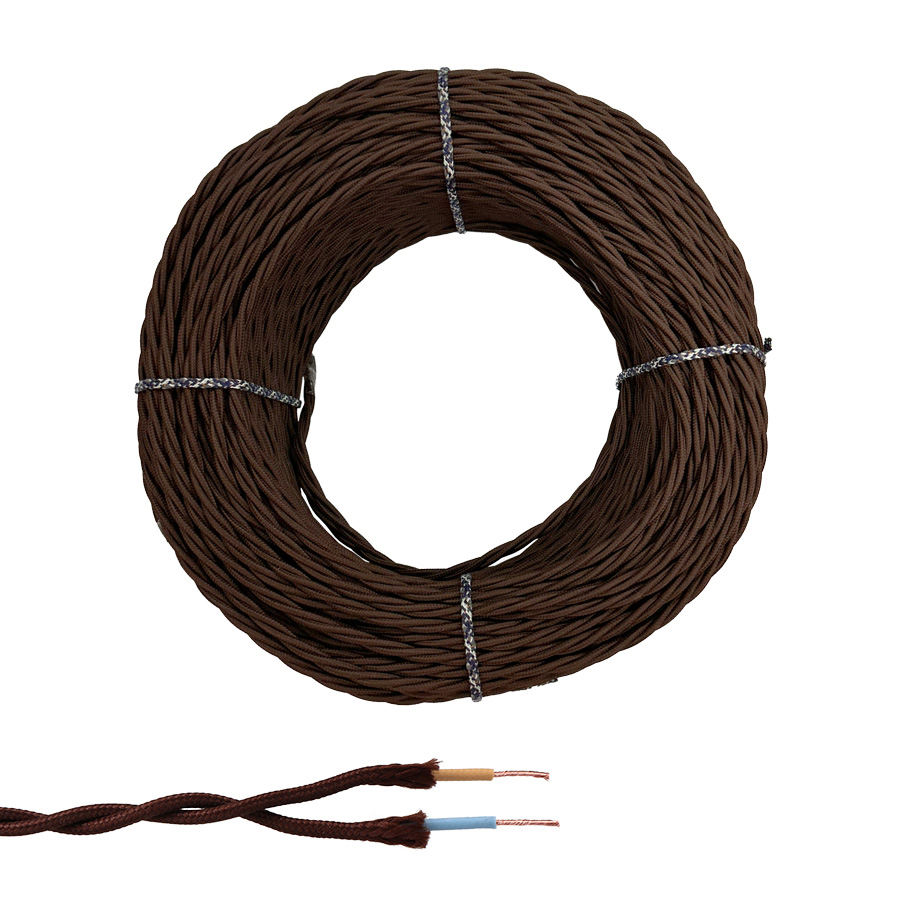 CABLE PARALELO TEXTIL TRENZADO H05V-K 2 x 1,00 mm² MARRÓN EURO/m