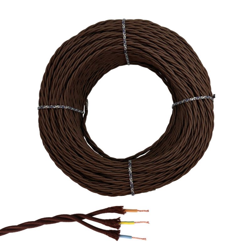 CABLE PARALELO TEXTIL TRENZADO H07V-K 3 G 2,50 mm² MARRÓN EURO/m