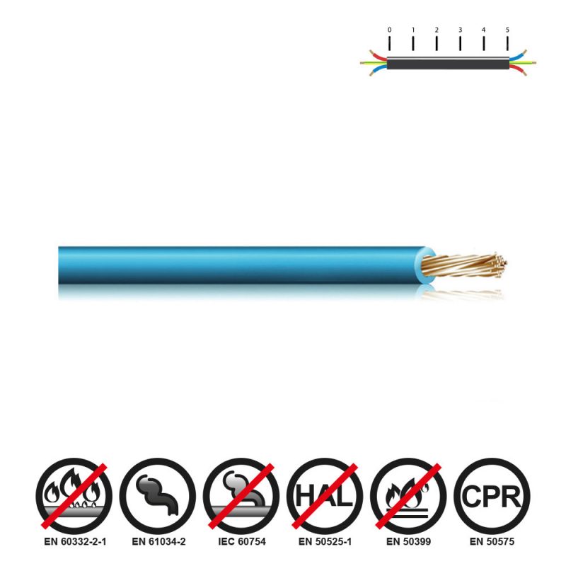 CABLECILLO H07Z1-K 6,00 mm² AZUL EURO/m