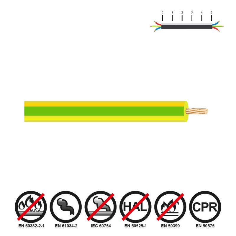 CABLECILLO H07Z1-K 6,00 mm²  BICOLOR EURO/m