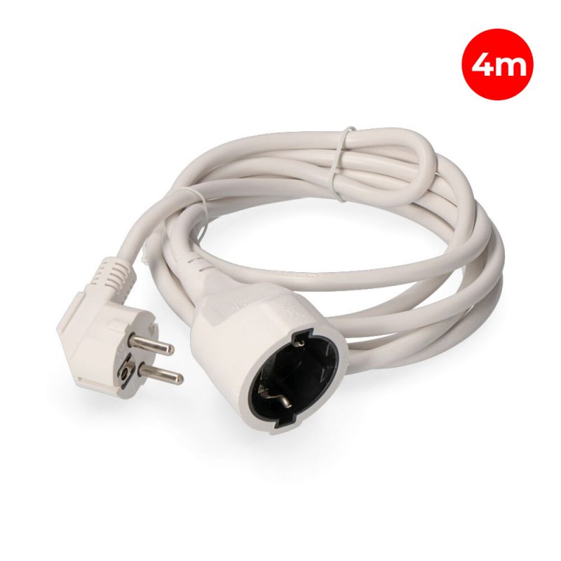 PROLONGADOR CON 1 TOMA 2P+T, 16A 250V~ 4 m DE CABLE H05VV-F 3G1,5mm², BLANCO