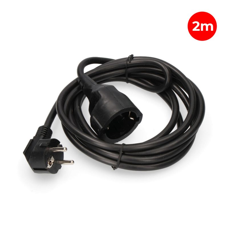 PROLONGADOR CON 1 TOMA 2P+T 16A 250V~ 2 m DE CABLE H05VV-F 3G1,5mm², NEGRO