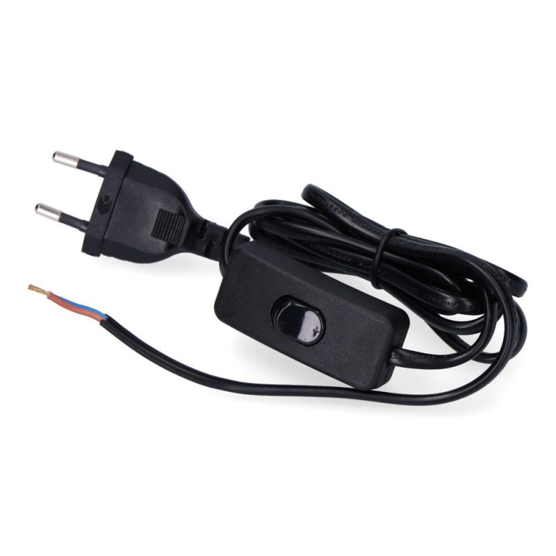 CONEXION CON INTERRUPTOR 3A 1,5m 2x0,75mm MANGUERA PLANA NEGRA EDM