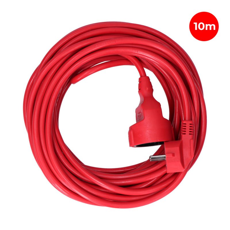 PROLONGADOR CON 1 TOMA 2P+T, 16A 250V~ 10 m DE CABLE H05VV-F 3G1,5mm², ROJO