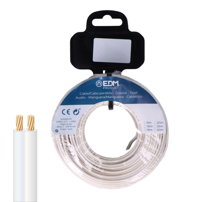 CARRETE CABLE PARALELO 2x1,5mm BLANCO 10m (AUDIO)