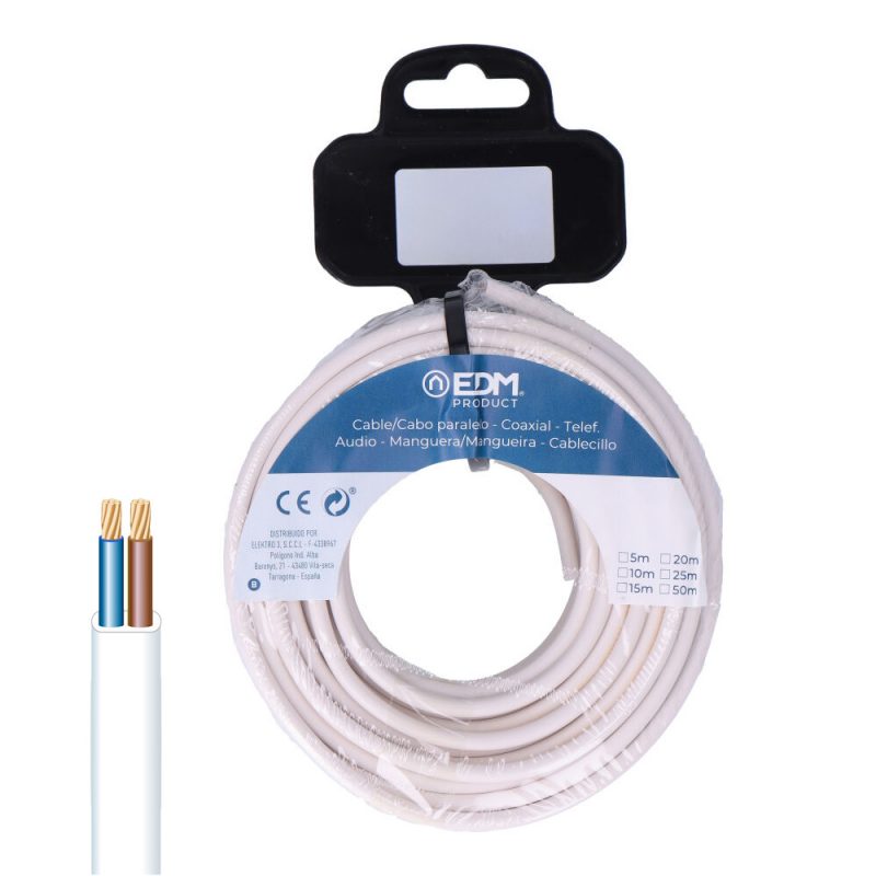 CARRETE MANGUERA PLANA H03VV-F 2 x 0,75 mm² BLANCA, 15 m