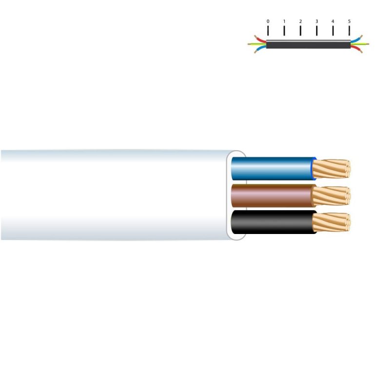 CARRETE MANGUERA PLANA 3 x 1,00 mm² BLANCA, 15 m