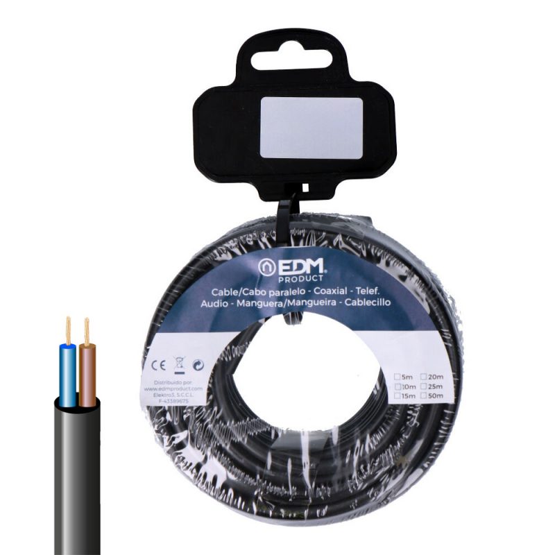 CARRETE MANGUERA TUBULAR VV-K06/1Kv 2 x 2,50 mm² NEGRA, 10 m