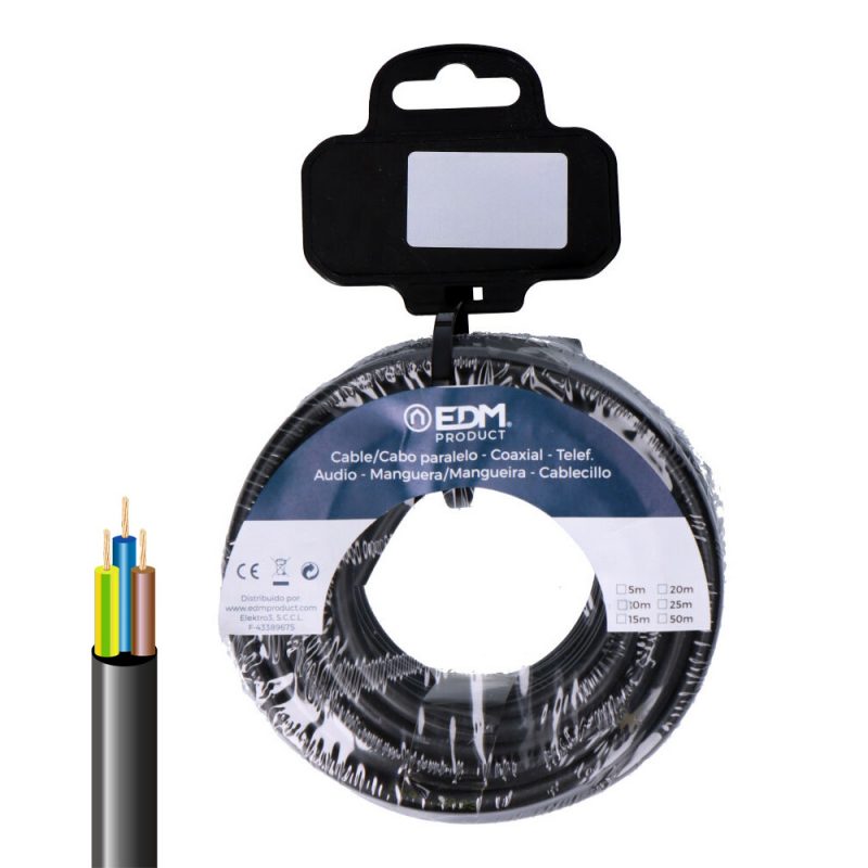 CARRETE MANGUERA TUBULAR VV-K06/1KV 3 G 1,50 mm² NEGRA, 20 m