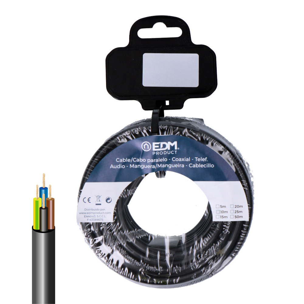 CARRETE MANGUERA TUBULAR VV-K06/1KV 4 G 2,50 mm² NEGRA, 20 m