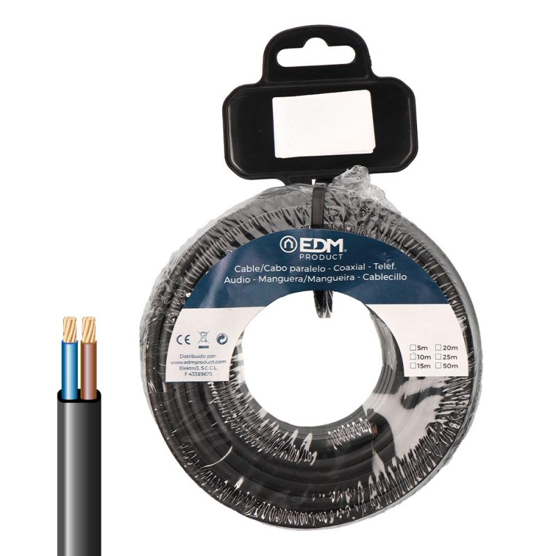 CARRETE CABLE PARALELO PLANO VVK(H2) 06/1KV 2 x 2,50 mm² NEGRA, 20 m