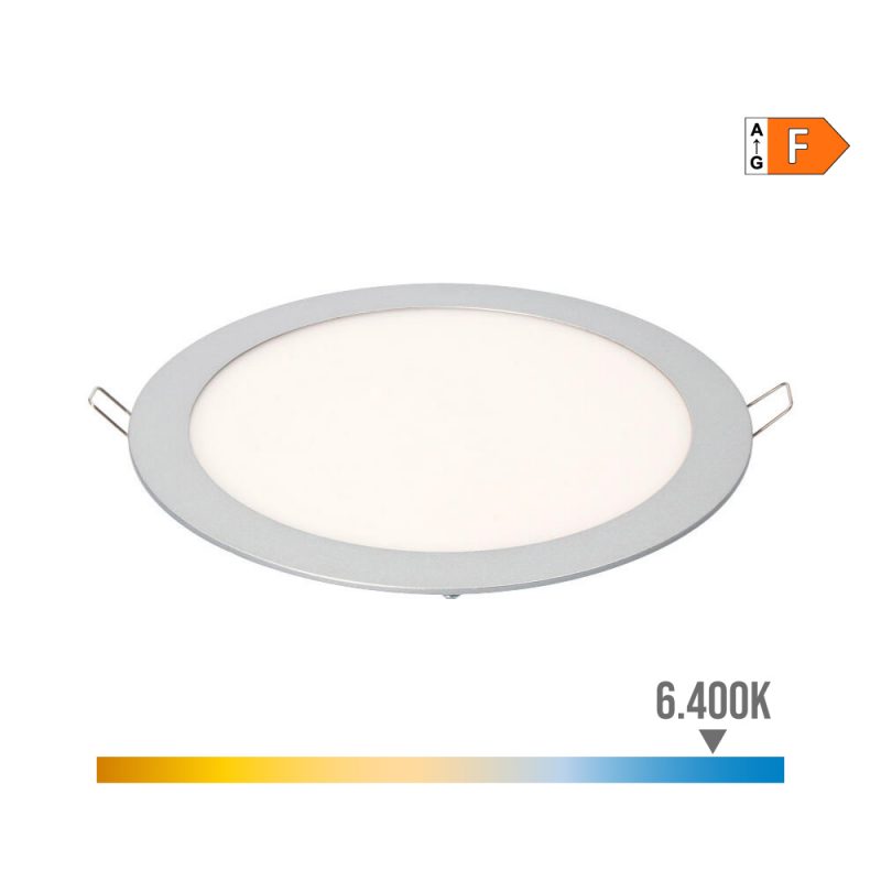 DOWNLIGHT LED EMPOTRABLE REDONDO 20 W LUZ FRIA 6400 K 1500 lm CROMADO Ø22,5 cm
