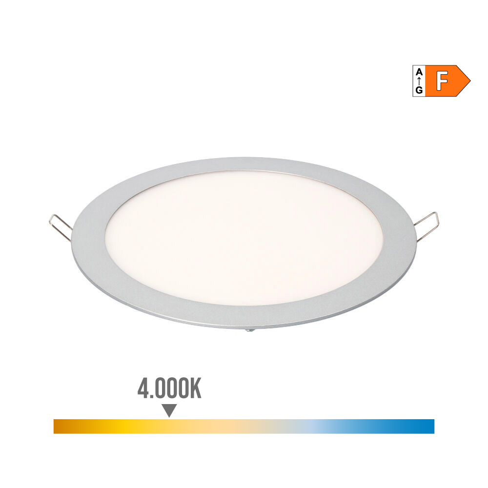 DOWNLIGHT LED EMPOTRABLE REDONDO 20 W LUZ DIA 4000 K 1500 lm CROMADO Ø 22,5 cm