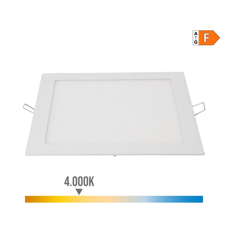 DOWNLIGHT LED EMPOTRABLE CUADRADO 20 W LUZ DÍA 4000 K 1500 lm COLOR BLANCO 22 x 22 cm