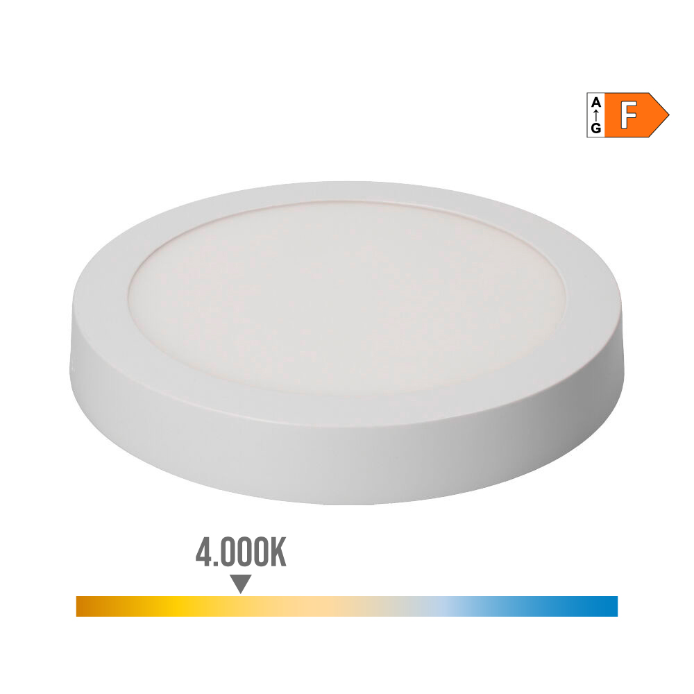DOWNLIGHT LED SUPERFICIE REDONDO BLANCO 20 W 1500 lm 4000 K LUZ DIA Ø 22 x 3 cm
