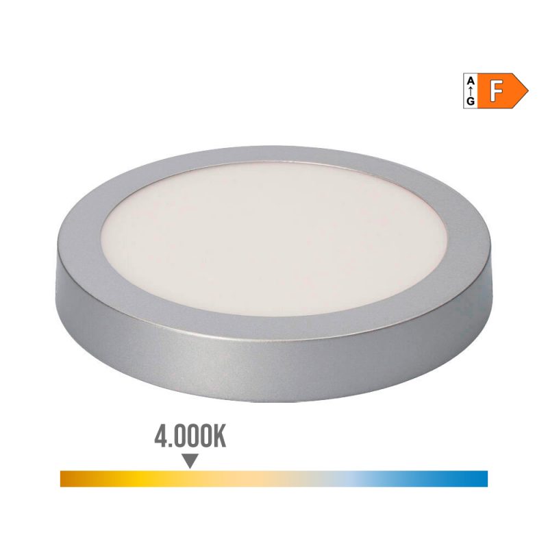 DOWNLIGHT LED SUPERFICIE REDONDO CROMADO 20 W 1500 lm 4000 K LUZ DIA Ø 22 x 3,5 cm