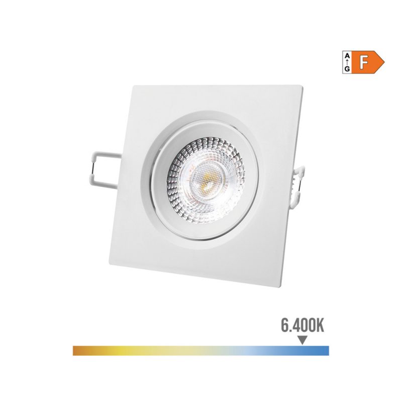 DOWNLIGHT LED EMPOTRABLE CUADRADO 5 W 6400 K LUZ FRIA COLOR BLANCO 9 x 9 cm
