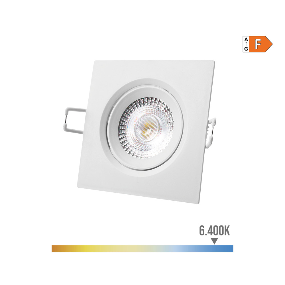 DOWNLIGHT LED EMPOTRABLE CUADRADO 5 W 6400 K LUZ FRIA COLOR BLANCO 9 x 9 cm