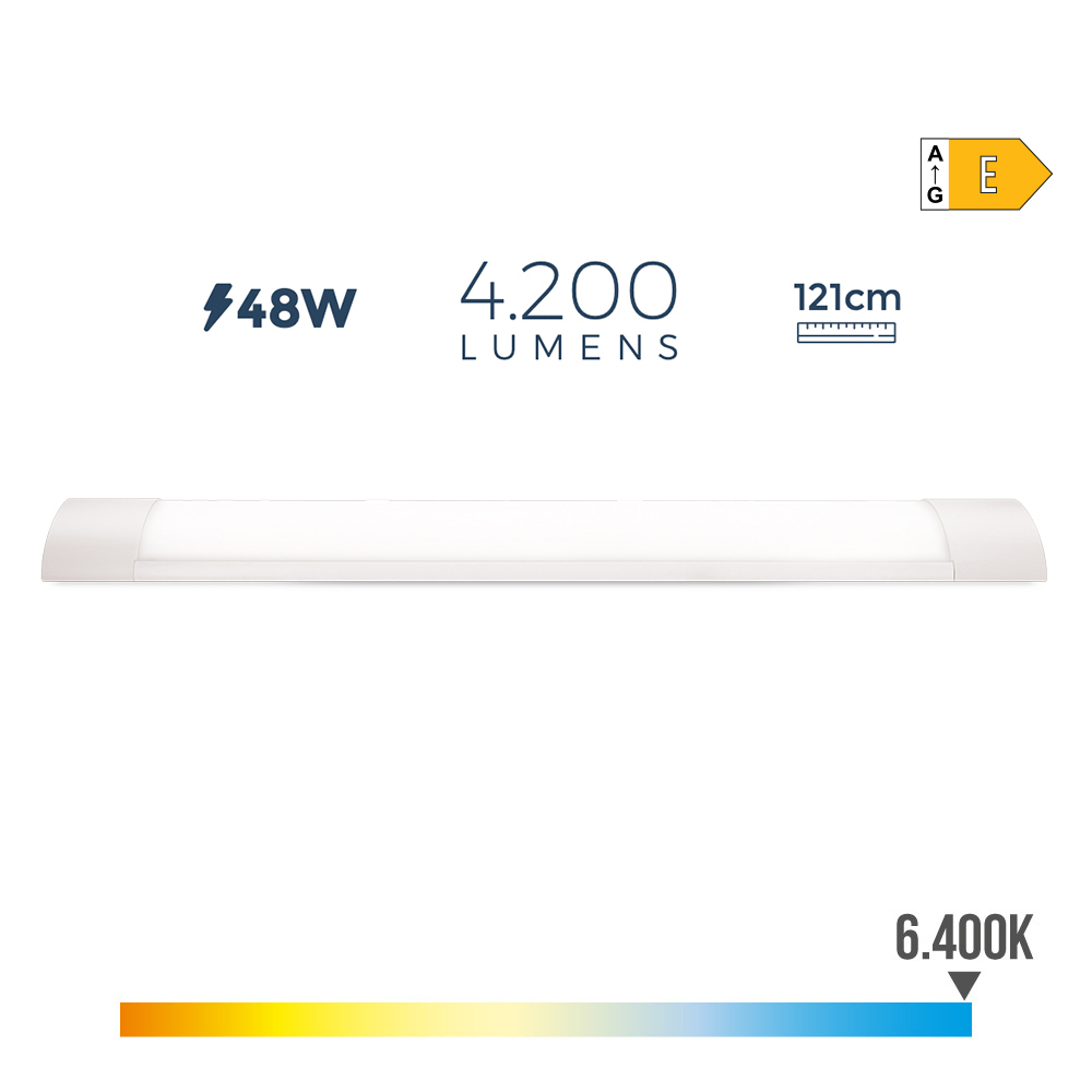 REGLETA LED 48 w 6500 k LUZ FRIA 4200 lm 121,3 x 3,1 x 12 cm
