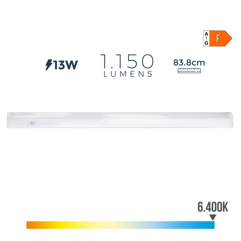 REGLETA LED 13 w 6500 k LUZ FRIA 1150 lm 83,8 x 3,5 x 3.8 cm
