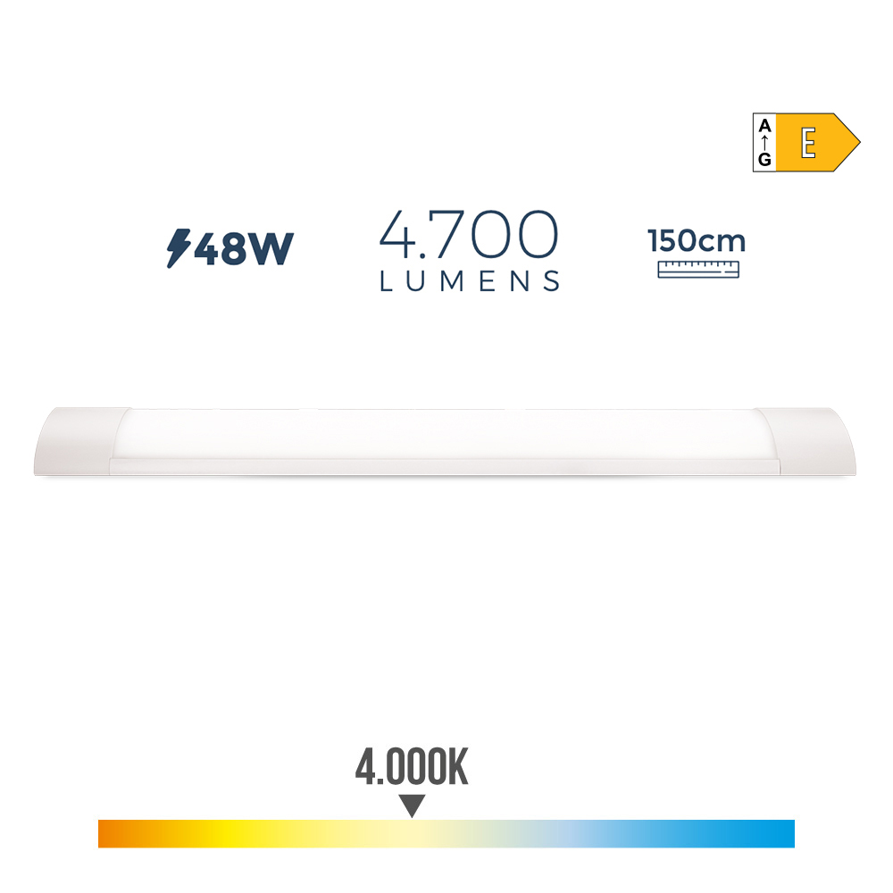REGLETA LED 48 w 4000 k LUZ DIA 4700 lm 150 x 3,1 x 12 cm