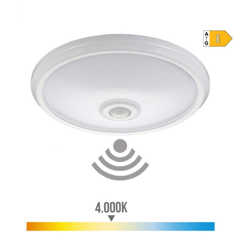 APLIQUE DE SUPERFICIE LED CON SENSOR CREPUSCULAR Y LUZ DE EMERGENCIA IP20 16 w 4000 k 1100 lm LUZ DIA Ø29 x 6 cm
