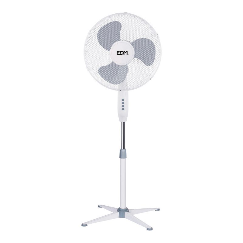 VENTILADOR DE PIE, BLANCO, POTENCIA 45 W, dB 60, ASPAS Ø40 cm, ALTURA REGULABLE 105-125 cm