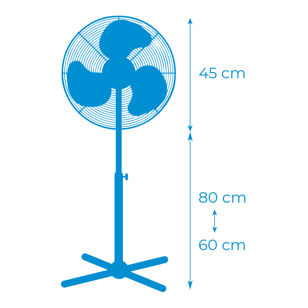 VENTILADOR DE PIE, BLANCO, POTENCIA 45 W, dB 60, ASPAS Ø40 cm, ALTURA REGULABLE 105-125 cm - Imagen 5