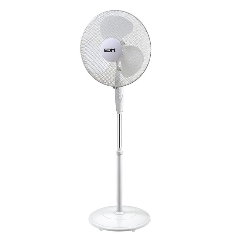 VENTILADOR DE PIE BASE CIRCULAR, BLANCO, POTENCIA 45 W; 55,6 dB; ASPAS Ø40 cm, ALTURA REGULABLE 110-130 cm