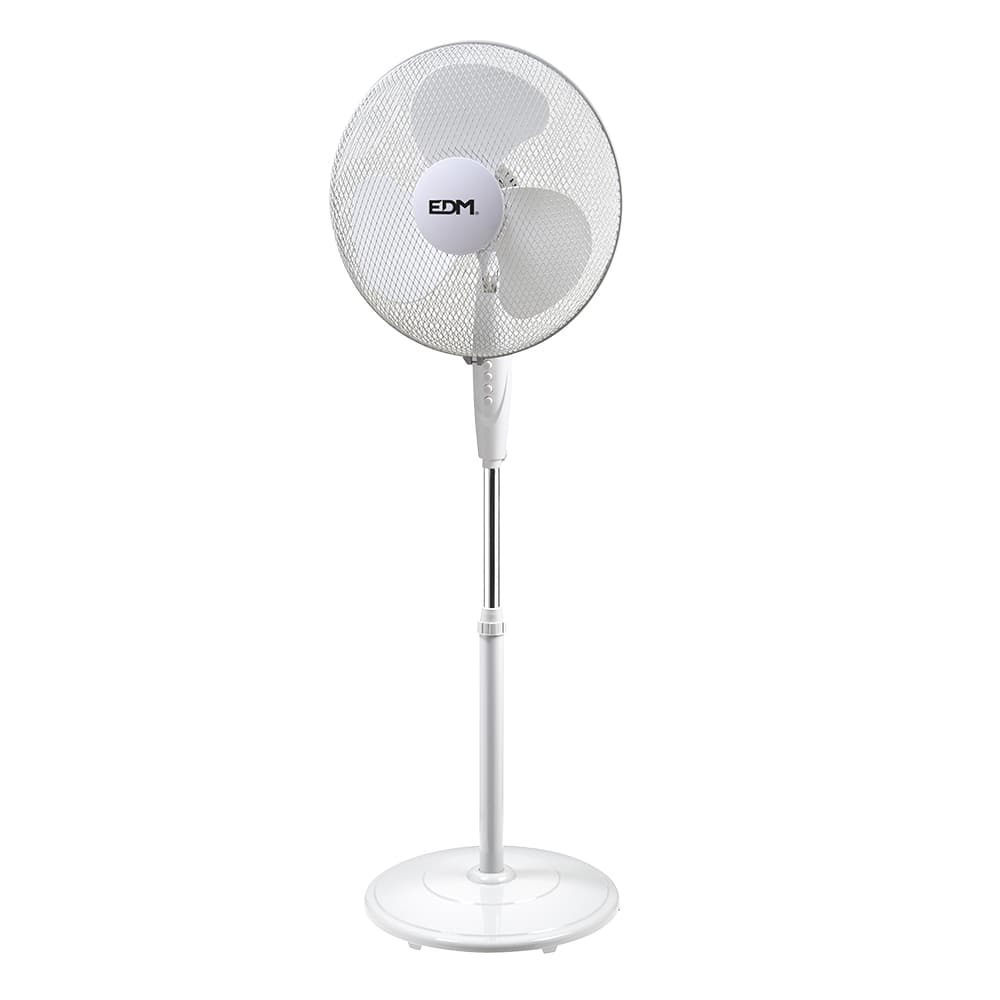 VENTILADOR DE PIE BASE CIRCULAR, BLANCO, POTENCIA 45 W; 55,6 dB; ASPAS Ø40 cm, ALTURA REGULABLE 110-130 cm