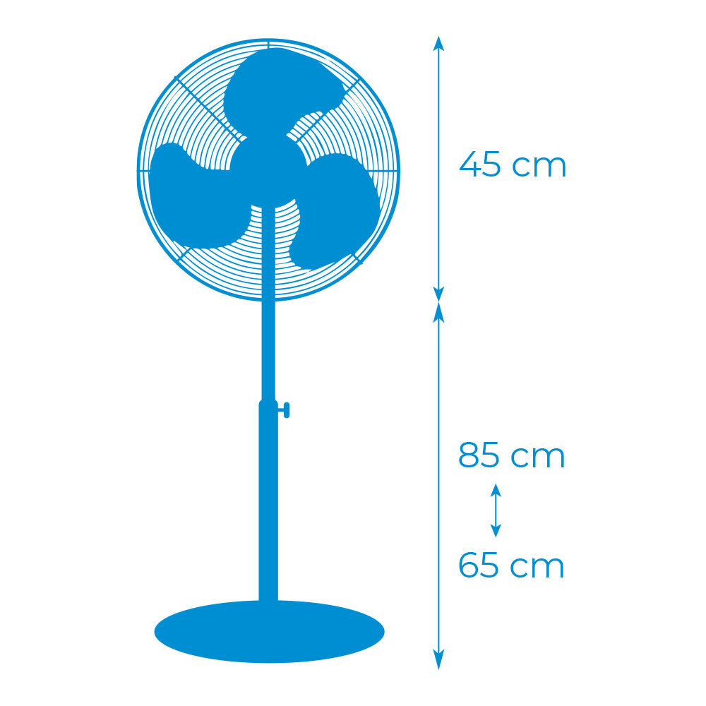VENTILADOR DE PIE BASE CIRCULAR, BLANCO, POTENCIA 45 W; 55,6 dB; ASPAS Ø40 cm, ALTURA REGULABLE 110-130 cm - Imagen 3