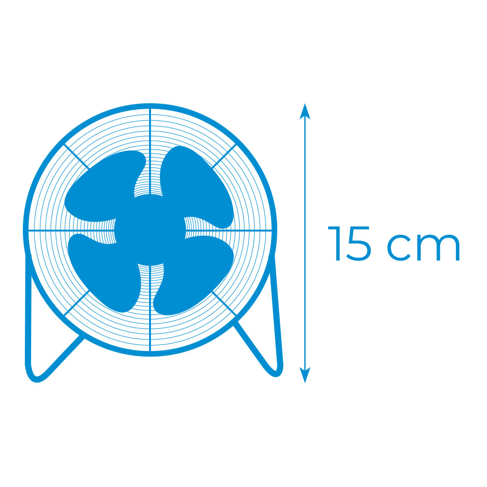 MINI VENTILADOR INDUSTRIAL, DE SOBREMESA. COLOR CROMADO. POTENCIA: 15W; 54,7 dB; ASPAS: Ø10 x 15 cm - Imagen 3