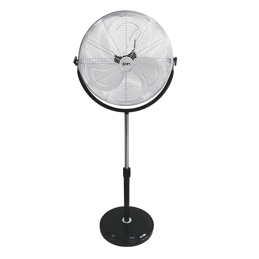 VENTILADOR DE PIE INDUSTRIAL BASE CIRCULAR, CROMADO/NEGRO, POTENCIA 120 W; 64,9 dB; ASPAS Ø50 cm, ALTURA REGULABLE 118-148 cm