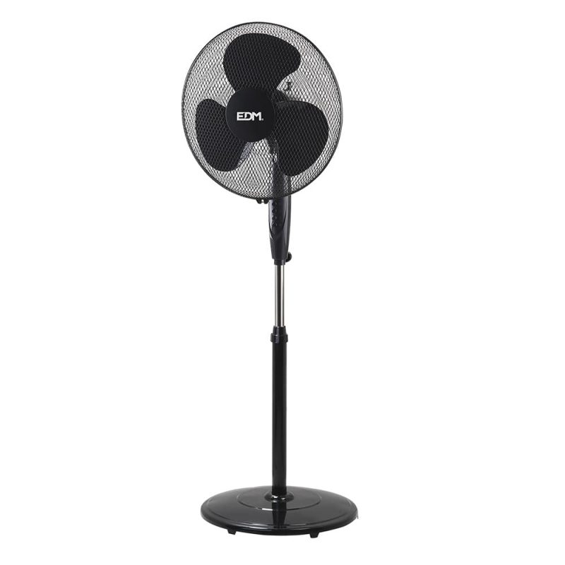 VENTILADOR DE PIE BASE CIRCULAR, NEGRO, POTENCIA 45 W; 55,6 dB; ASPAS Ø40 cm, ALTURA REGULABLE 110-130 cm